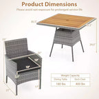 Costway 5 Pieces PE Wicker Patio Dining Set with Cushions and 1.97 Umbrella Hole