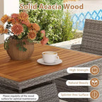 Costway 5 Pieces PE Wicker Patio Dining Set with Cushions and 1.97 Umbrella Hole