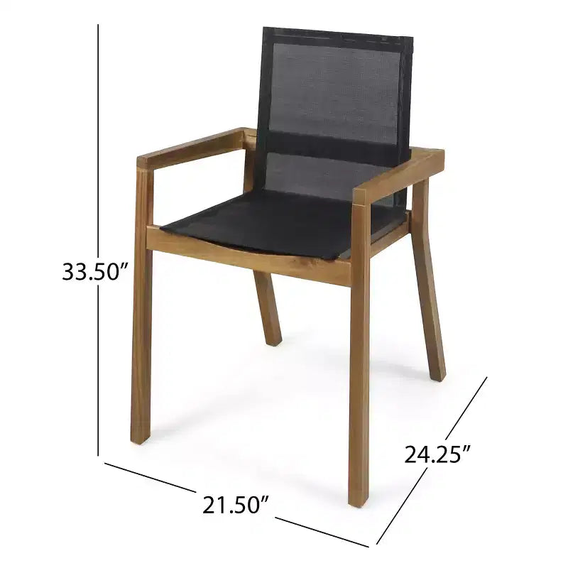 Christopher Knight Home Arletta Outdoor Mesh and Acacia Wood 7 Piece Dining Set