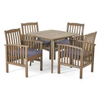 Christopher Knight Home Laussat Outdoor Acacia Wood 5 Piece Dining Set with Cushion
