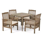 Christopher Knight Home Laussat Outdoor Acacia Wood 5 Piece Dining Set with Cushion