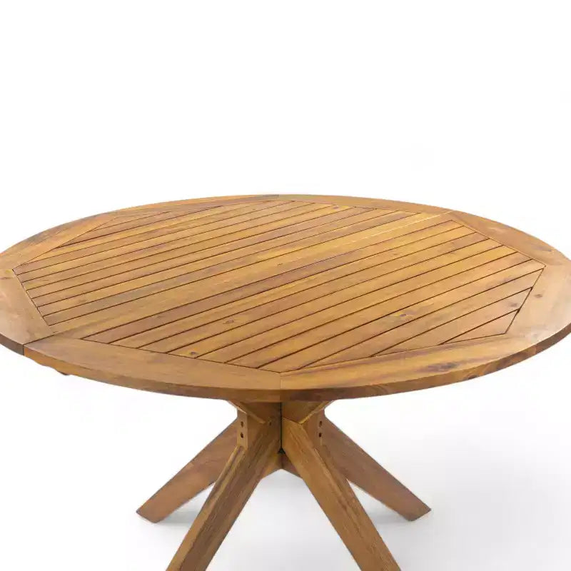 Ensemble de salle à manger d'extérieur 5 pièces Christopher Knight Home Owen en bois d'acacia et osier avec coussins