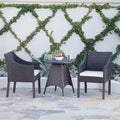 Christopher Knight Home Franco Outdoor 3 Piece Wicker Bistro Dining Set with Cushions and Umbrella Hole