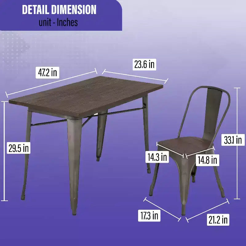 BestMassage Dining Table and Chairs 5-Piece Metal Dining Set Square Metal Table with 4 Chairs