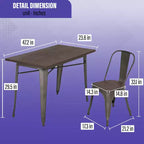 BestMassage Dining Table and Chairs 5-Piece Metal Dining Set Square Metal Table with 4 Chairs