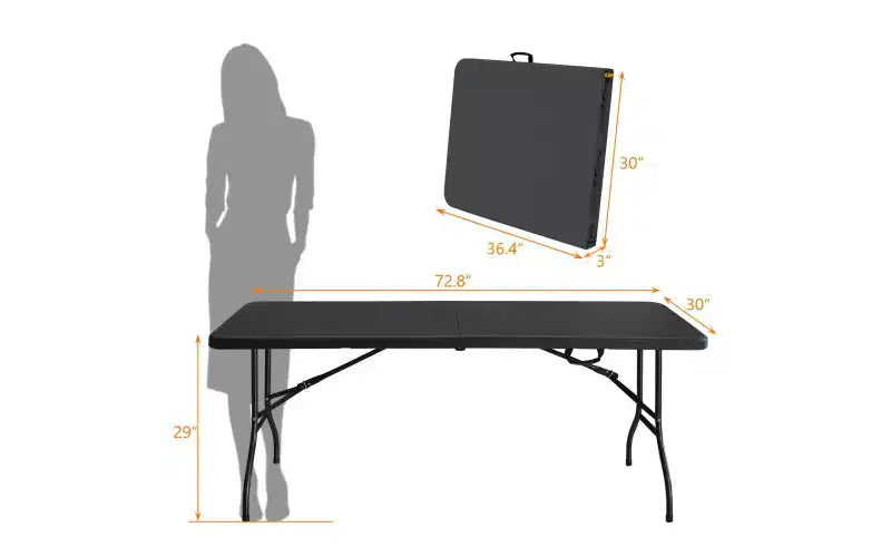 Folding Table 6FT,Portable Heavy Duty Plastic Table With Handle