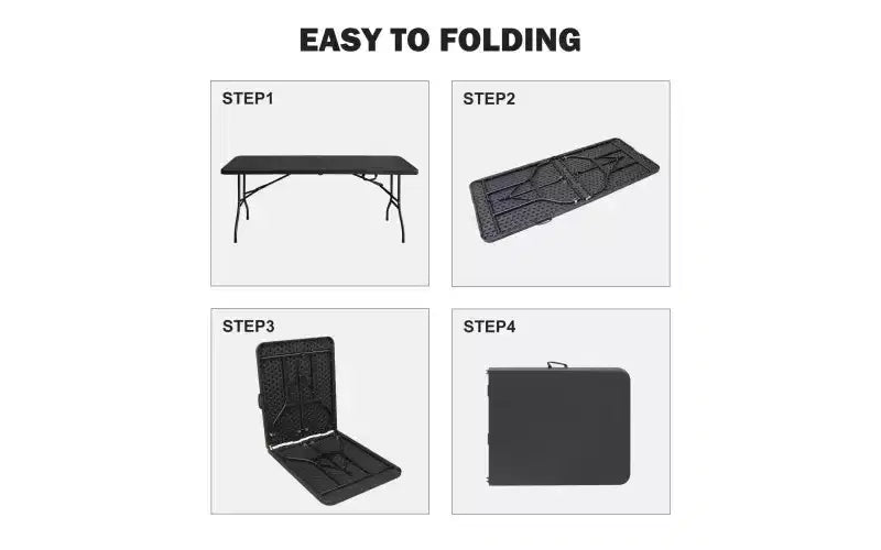 Folding Table 6FT,Portable Heavy Duty Plastic Table With Handle