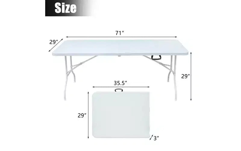 Folding Table 6FT,Portable Heavy Duty Plastic Table With Handle