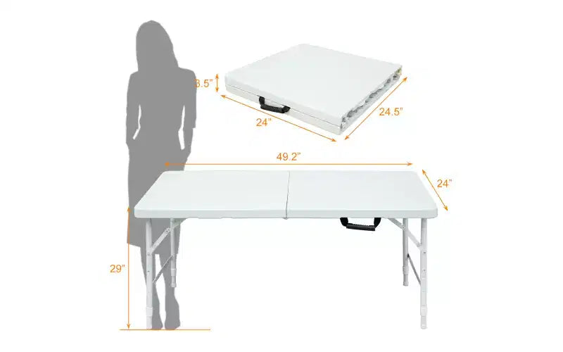 4ft Folding Table,Portable Heavy Duty Plastic Table With Handle,