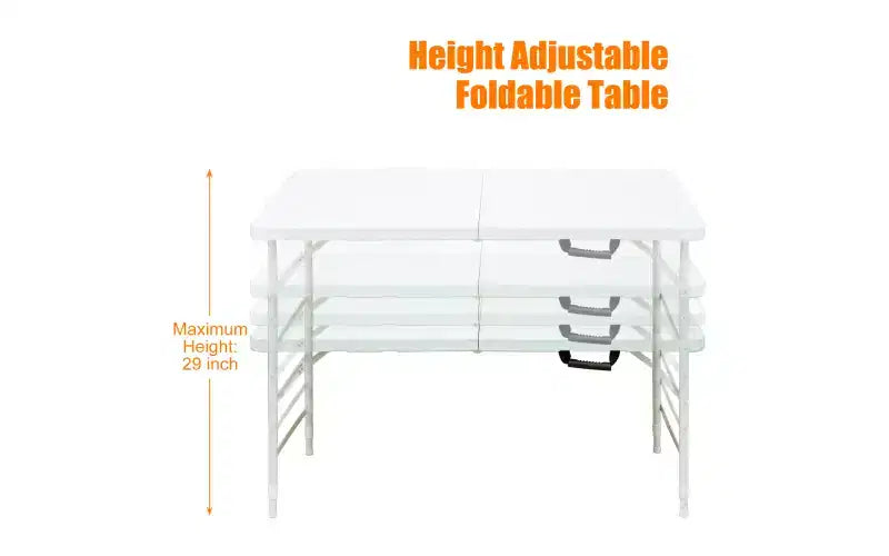 4ft Folding Table,Portable Heavy Duty Plastic Table With Handle,