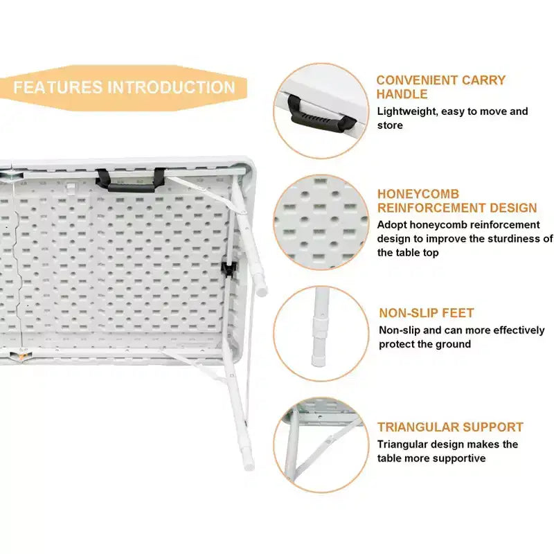 4ft Folding Table,Portable Heavy Duty Plastic Table With Handle,