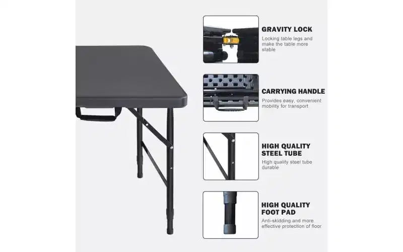 4ft Folding Table,Portable Heavy Duty Plastic Table With Handle,