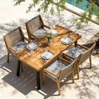 Ensemble de salle à manger d'extérieur industriel 5 pièces Neva de Christopher Knight Home en bois d'acacia et osier avec coussins