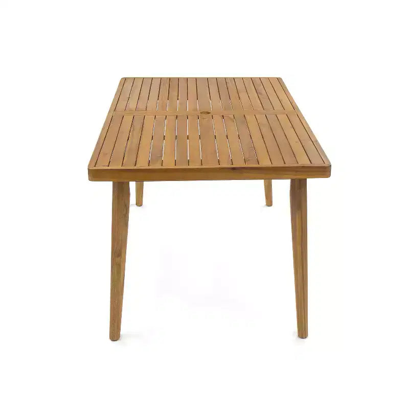Ensemble de salle à manger d'extérieur Christopher Knight Home Pula 7 pièces en bois d'acacia et aluminium avec trou pour parasol et coussins