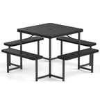 Costway Picnic Table Bench Set for 4-8 People with Umbrella Hole All-Weather HDPE Tabletop Black/Gray/Green/White