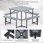 Costway Picnic Table Bench Set for 4-8 People with Umbrella Hole All-Weather HDPE Tabletop Black/Gray/Green/White