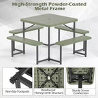Costway Picnic Table Bench Set for 4-8 People with Umbrella Hole All-Weather HDPE Tabletop Black/Gray/Green/White