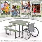 Costway Picnic Table Bench Set for 4-8 People with Umbrella Hole All-Weather HDPE Tabletop Black/Gray/Green/White