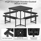 Costway Picnic Table Bench Set for 4-8 People with Umbrella Hole All-Weather HDPE Tabletop Black/Gray/Green/White