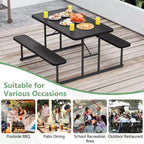 Costway Picnic Table Bench Set for 2-4 People Outdoor Rectangular Camping Dining Table Black/Gray/Green/White