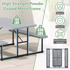 Costway Picnic Table Bench Set for 2-4 People Outdoor Rectangular Camping Dining Table Black/Gray/Green/White