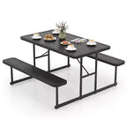 Costway Picnic Table Bench Set for 2-4 People Outdoor Rectangular Camping Dining Table Black/Gray/Green/White