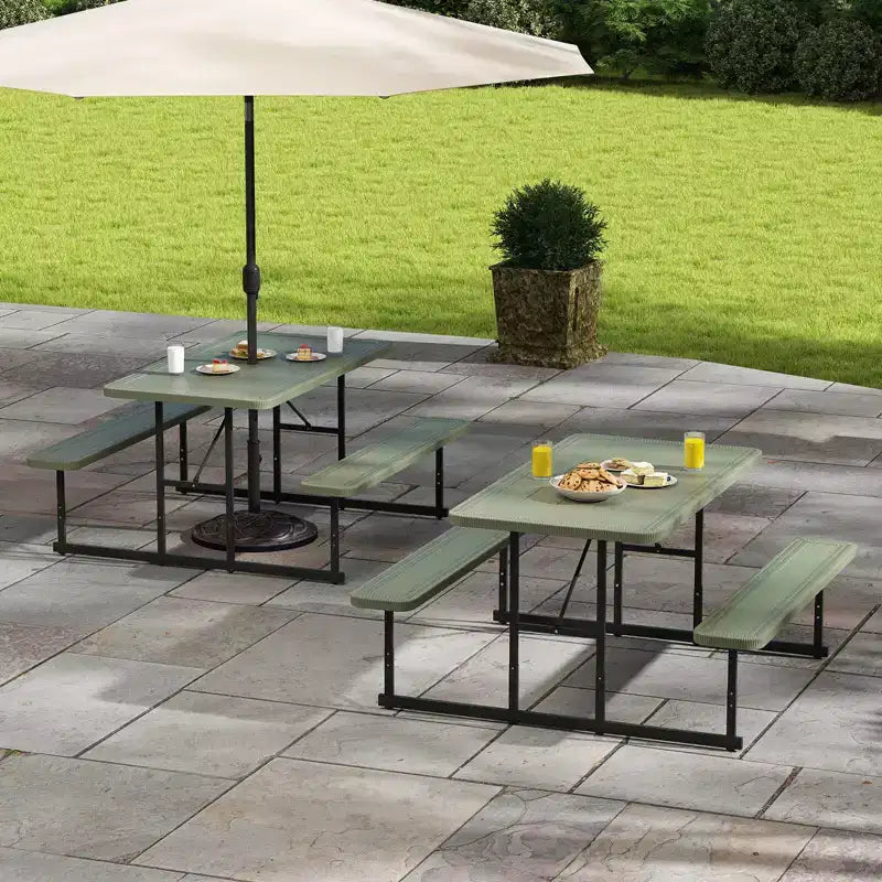 Costway Picnic Table Bench Set for 2-4 People Outdoor Rectangular Camping Dining Table Black/Gray/Green/White
