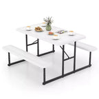 Costway Picnic Table Bench Set for 2-4 People Outdoor Rectangular Camping Dining Table Black/Gray/Green/White