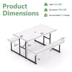 Costway Picnic Table Bench Set for 2-4 People Outdoor Rectangular Camping Dining Table Black/Gray/Green/White