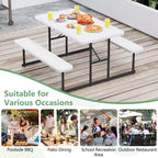 Costway Picnic Table Bench Set for 2-4 People Outdoor Rectangular Camping Dining Table Black/Gray/Green/White