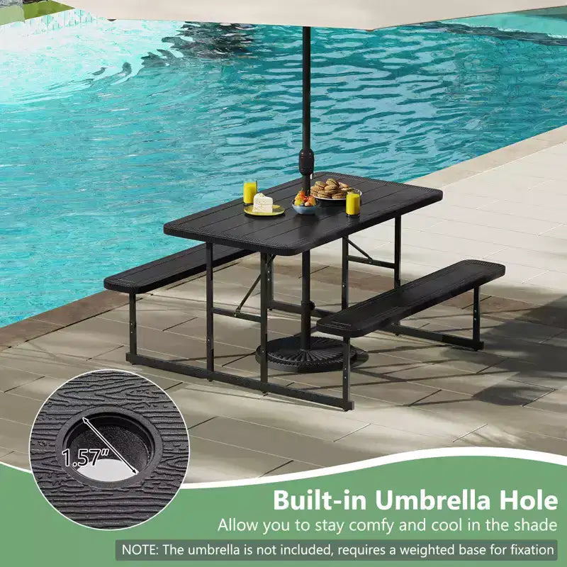 Costway Picnic Table Bench Set for 2-4 People Outdoor Rectangular Camping Dining Table Black/Gray/Green/White