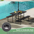 Costway Picnic Table Bench Set for 2-4 People Outdoor Rectangular Camping Dining Table Black/Gray/Green/White