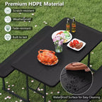 Costway Picnic Table Bench Set for 2-4 People Outdoor Rectangular Camping Dining Table Black/Gray/Green/White