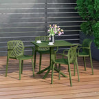 WestinTrends Playa 5-Piece Outdoor Resin Square Patio Dining Table Set with Modern Stackable Patio Dining Chairs