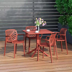 WestinTrends Playa 5-Piece Outdoor Resin Square Patio Dining Table Set with Modern Stackable Patio Dining Chairs