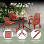 WestinTrends Playa 5-Piece Outdoor Resin Square Patio Dining Table Set with Modern Stackable Patio Dining Chairs