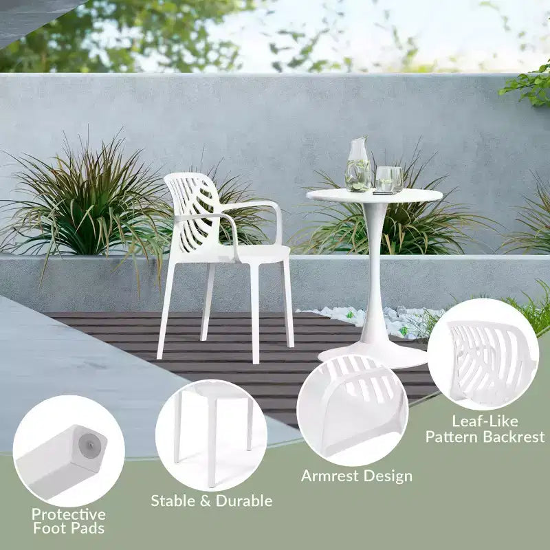 WestinTrends Playa 5-Piece Outdoor Resin Square Patio Dining Table Set with Modern Stackable Patio Dining Chairs