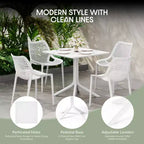 WestinTrends Playa 5-Piece Outdoor Resin Square Patio Dining Table Set with Modern Stackable Patio Dining Chairs