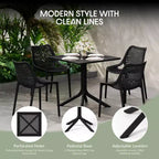WestinTrends Playa 5-Piece Outdoor Resin Square Patio Dining Table Set with Modern Stackable Patio Dining Chairs
