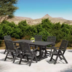 Ensemble de table à manger rectangulaire 7 pièces WestinTrends Malibu en PEHD avec chaises pliantes