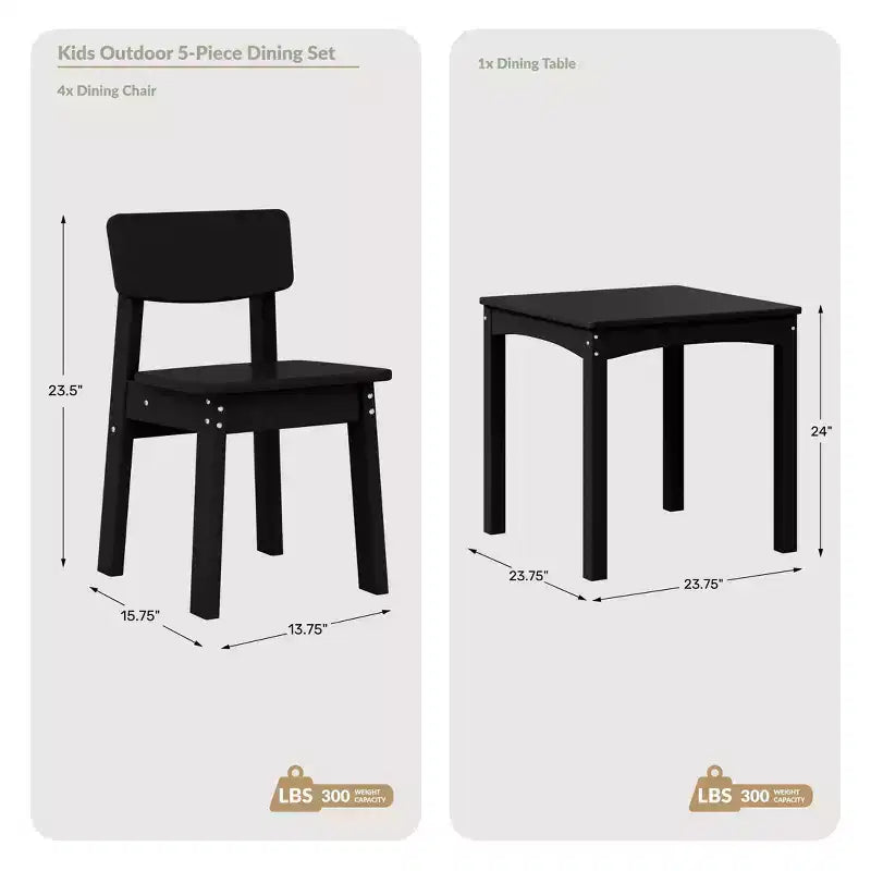 WestinTrends Ensemble 5 pièces table et chaises de salle à manger modernes en PEHD pour enfants Treehouse