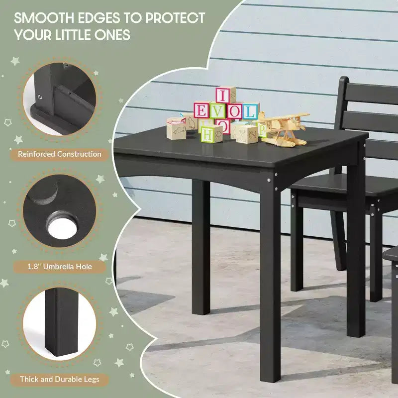 WestinTrends Ensemble 5 pièces table et chaises de salle à manger modernes en PEHD pour enfants Treehouse