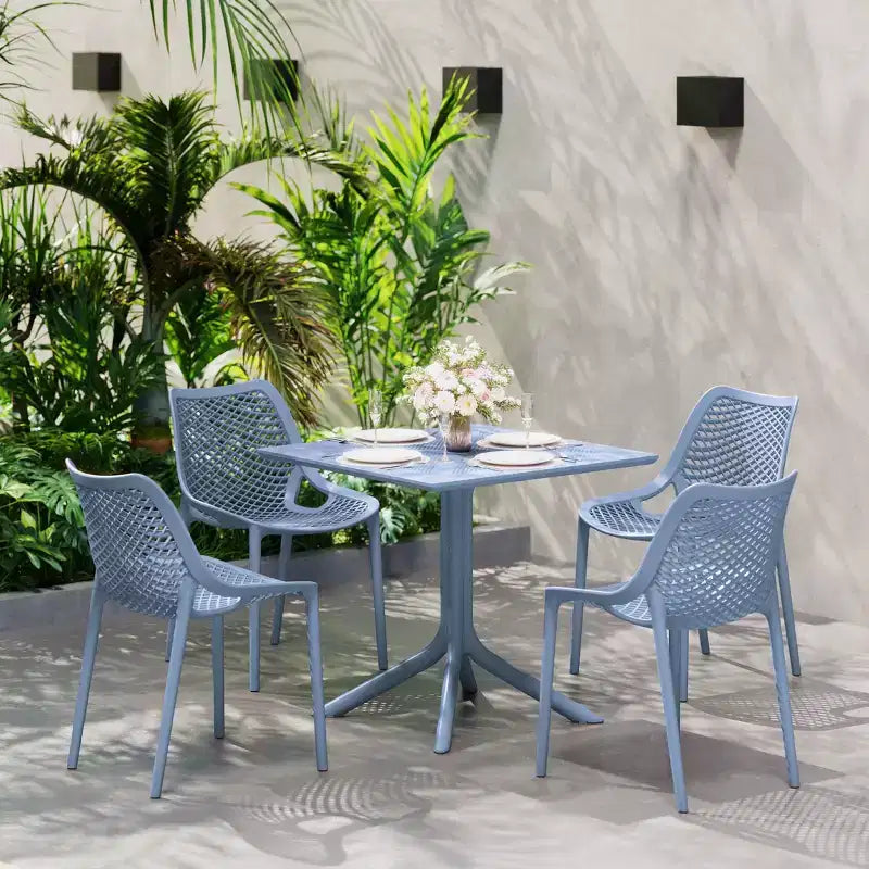 Ensemble de salle à manger d'extérieur carré moderne 5 pièces WestinTrends Playa avec chaises de salle à manger empilables