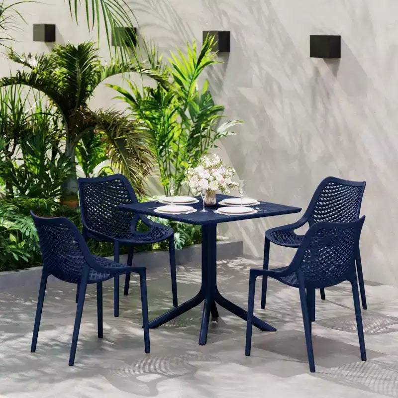 Ensemble de salle à manger d'extérieur carré moderne 5 pièces WestinTrends Playa avec chaises de salle à manger empilables