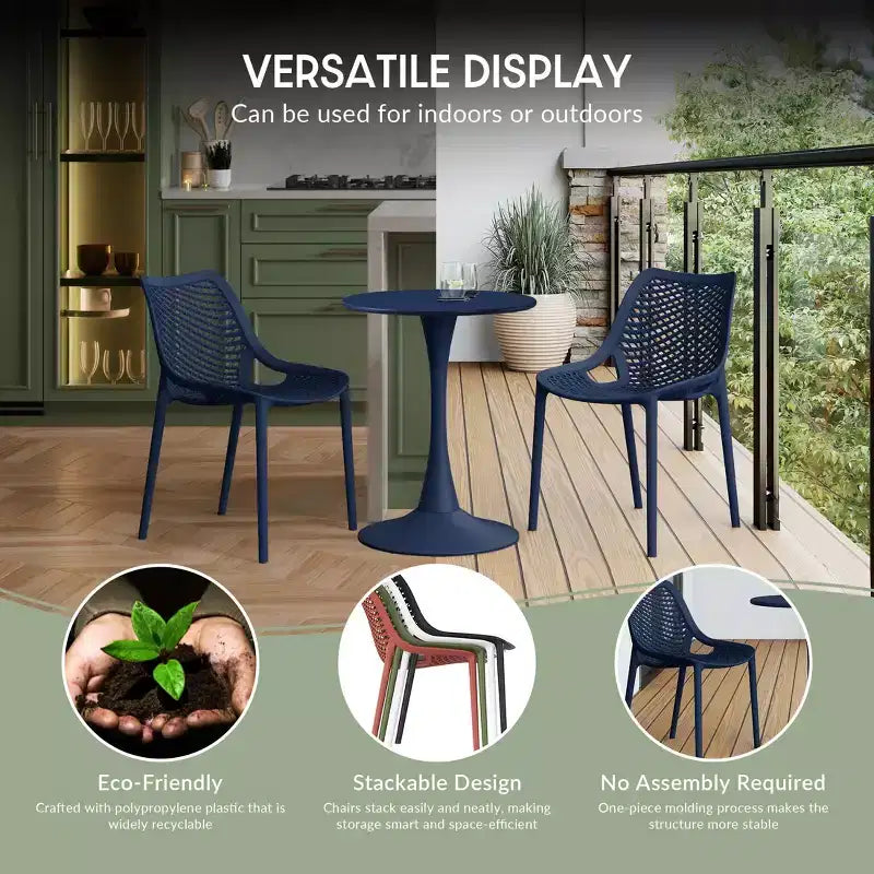 Ensemble de salle à manger d'extérieur carré moderne 5 pièces WestinTrends Playa avec chaises de salle à manger empilables