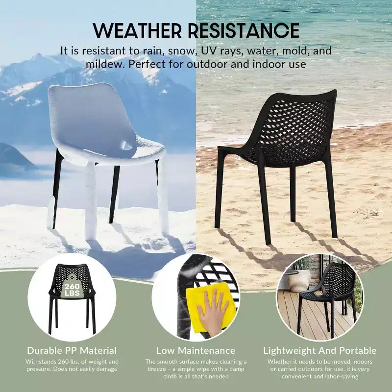 Ensemble de salle à manger d'extérieur carré moderne 5 pièces WestinTrends Playa avec chaises de salle à manger empilables