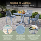 WestinTrends Playa 5-Piece Outdoor Resin Square Patio Dining Table Set with Stackable Patio Dining Chairs