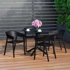 WestinTrends Playa 5-Piece Outdoor Resin Square Patio Dining Table Set with Stackable Patio Dining Chairs