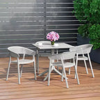 WestinTrends Playa 5-Piece Outdoor Resin Square Patio Dining Table Set with Stackable Patio Dining Chairs