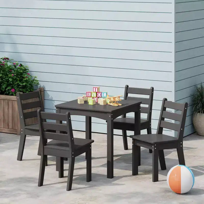 Ensemble de table et chaises de salle à manger 5 pièces en PEHD pour enfants WestinTrends Treehouse